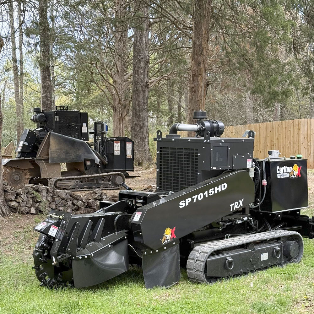 Commercial stump grinding on a job site